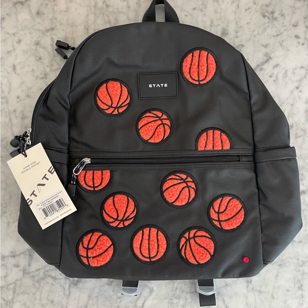 State Fuzzy Basketballs Kane Kids Double Pocket Fuzzy Basketballs Backpack